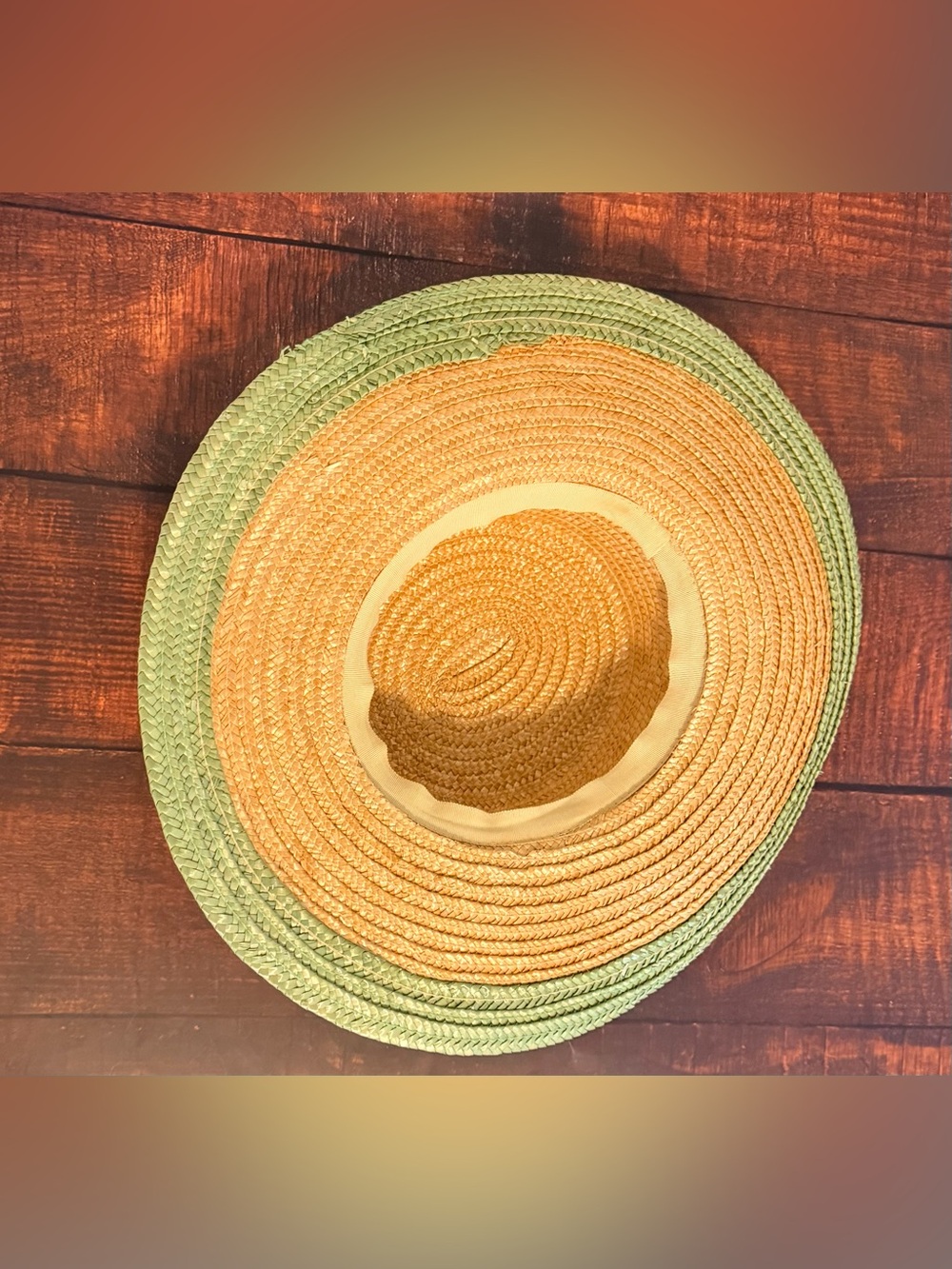 Vintage Two-Tone Woven Straw Boater Hat - Picture 5 of 7